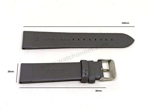 Fits/For Emporio Armani Luigi AR1735 , AR1730 - 20mm Gray Leather Replacement Watch Band Strap Belt Back side