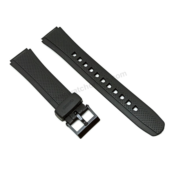 Fits/For Casio AW-S90 Tough Solar - 18mm Black Rubber Replacement Watch Band Strap Belt