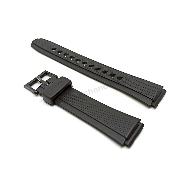Fits/For Casio AW-S90 Tough Solar - 18mm Black Rubber Replacement Watch Band Strap Belt