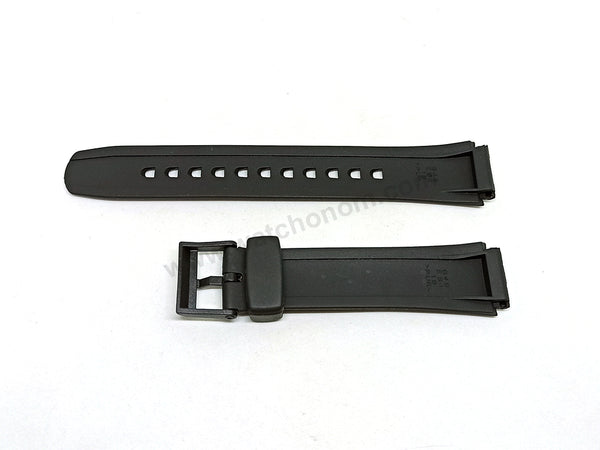 Fits/For Casio AW-S90 Tough Solar - 18mm Black Rubber Replacement Watch Band Strap Belt