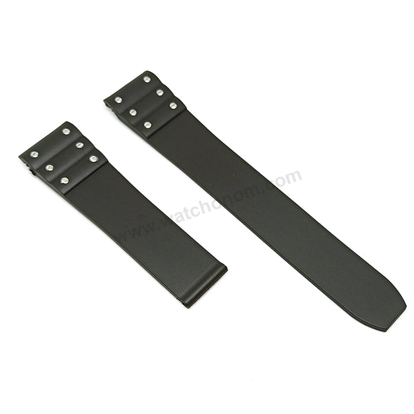 Fits/for Cartier Santos Large 3241983 - 21mm Screw Detailed Black Rubber Replacement Watch Strap Band Belt