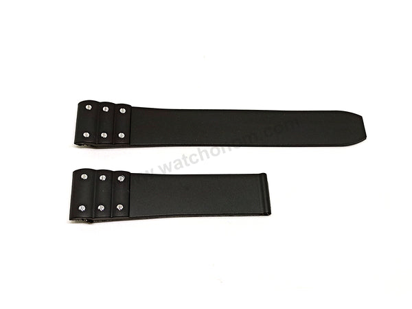 Fits/for Cartier Santos Large 3241983 - 21mm Screw Detailed Black Rubber Replacement Watch Strap Band Belt