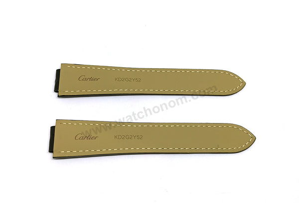 Fits/For Cartier Ballon Bleu - 22mm-14mm Black Genuine Leather Replacement Watch Strap Band