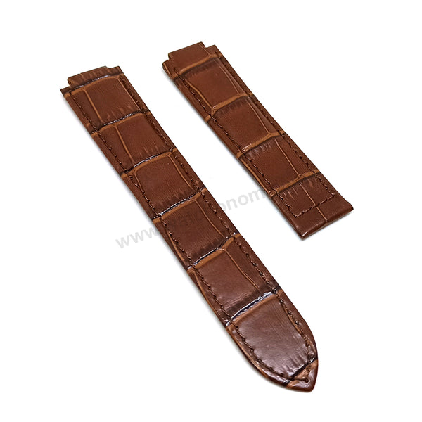 Fits/For Cartier Ballon Bleu - 20mm-12mm Brown Genuine Leather Replacement Watch Strap Band