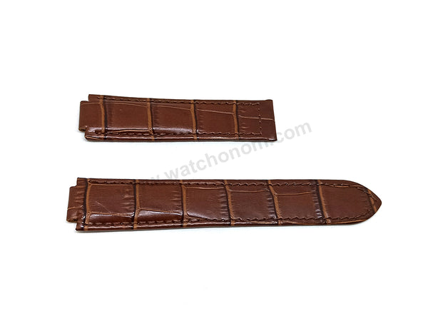 Fits/For Cartier Ballon Bleu - 20mm-12mm Brown Genuine Leather Replacement Watch Strap Band