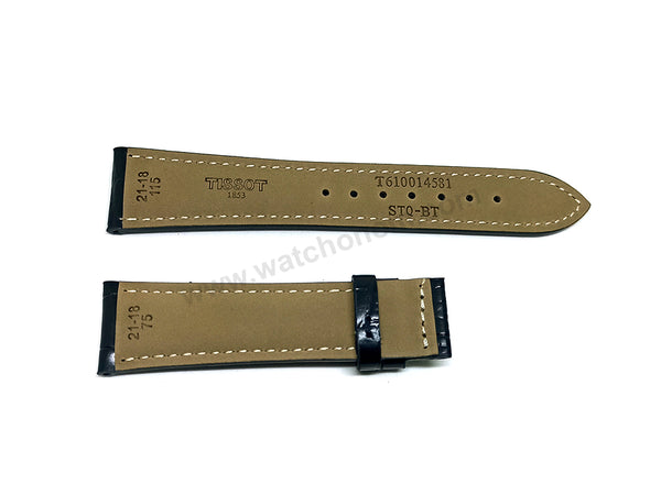Fits/For Tissot 1853 T099.405 , T099.427 , T099.429 Chemin Des Tourelles - Black Genuine Leather Replacement Watch Strap Band Belt