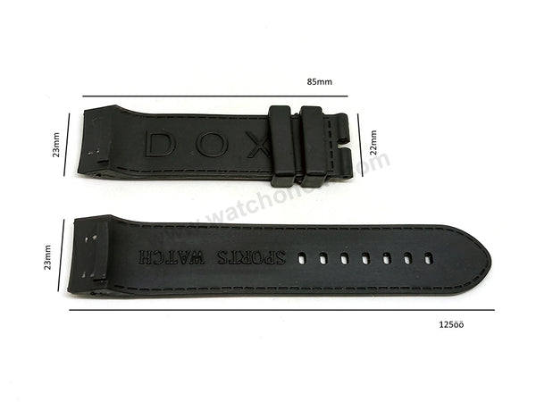 Fits/For DOX Sports Watches - 23mm Black Rubber Silicone Replacement Watch Band Strap Belt