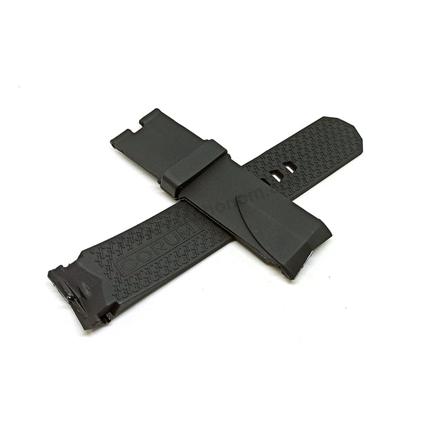 Fits/For Corum Admiral's Cup Competition - 24mm Black Rubber Silicone Replacement Watch Band Strap Belt