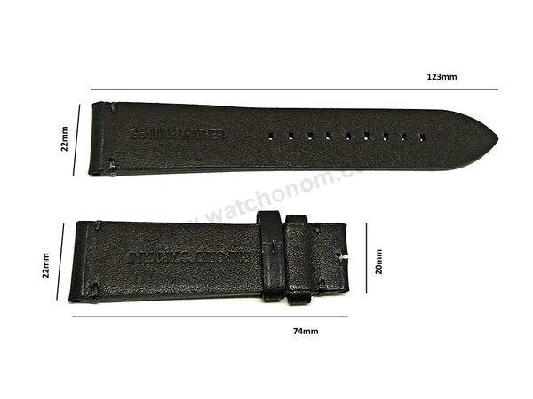 Fits/For Emporio Armani Mario AR11243 , AR11522 , AR60051 - 22mm Black Leather Replacement Watch Band Strap Belt