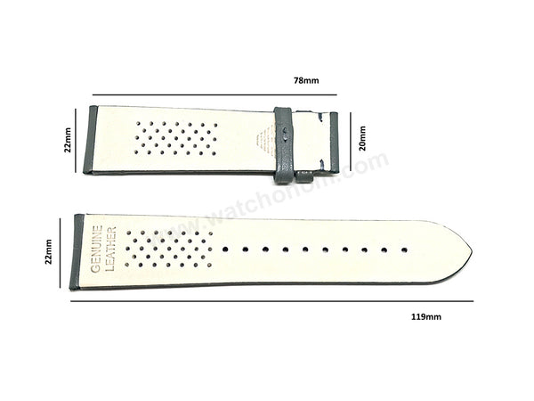 Fits/For Emporio Armani AR0386 Gianni XLarge- 22mm Gray Leather Replacement Watch Band Strap Belt