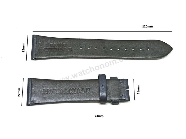Fits/For Emporio Armani AR11194 , AR11451 , AR80032 Ruggero- 22mm Navy Blue Leather Replacement Watch Band Strap Belt