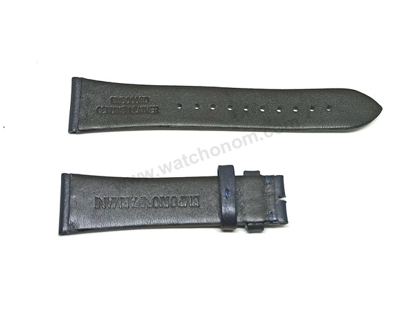 Fits/For Emporio Armani AR11194 , AR11451 , AR80032 Ruggero- 22mm Navy Blue Leather Replacement Watch Band Strap Belt