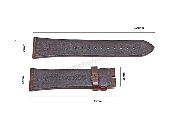 Fits/For Emporio Armani AR11486 , AR11549 , AR11566 Paolo- 22mm Brown Leather Replacement Watch Band Strap Belt