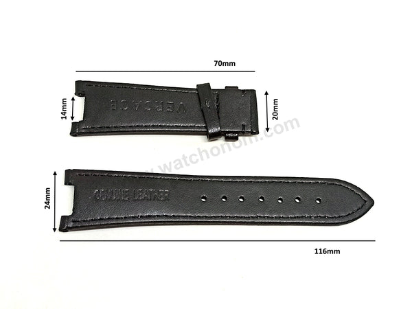 Fits/For Versace Aion Chrono VRSCVE1D01420 Replacement Black Leather Watch Band Belt Strap Belt