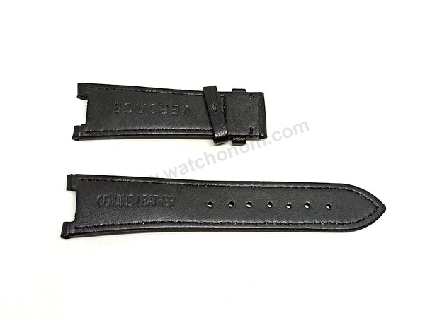 Fits/For Versace Aion Chrono VRSCVE1D01420 Replacement Black Leather Watch Band Belt Strap Belt