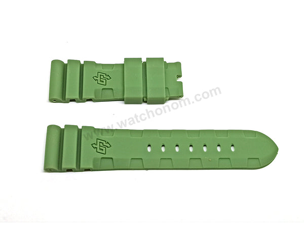 Fits/For Panerai Submersible PAM01595 - 24mm Sage Green Rubber Replacement Watch Band Strap