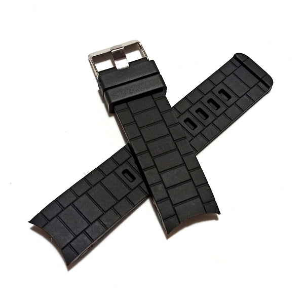 Fits/For Diesel DZ1437 Young Blood - 24mm Black Silicone Replacement Curved End Watch Strap Band Belt