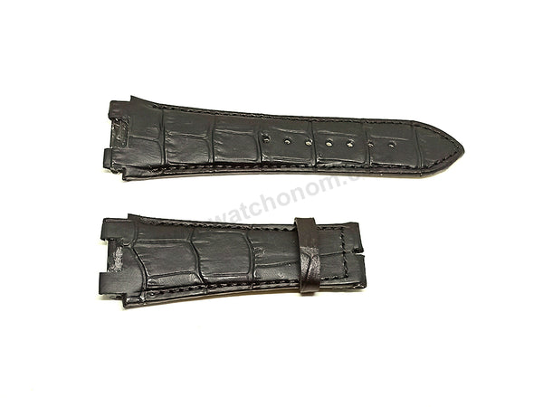 Fits/For Cerruti 1881 CRA145SN04BK , CRA145SRB02BK - 24mm Black Genuine Leather Replacement Watch Strap Band