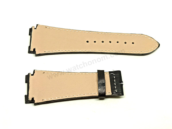 Fits/For Cerruti 1881 CRA145SN04BK , CRA145SRB02BK - 24mm Black Genuine Leather Replacement Watch Strap Band