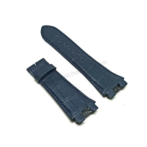 Fits/For Cerruti 1881 CRA145SUBL03BL - 24mm Navy Blue Genuine Leather Replacement Watch Strap Band