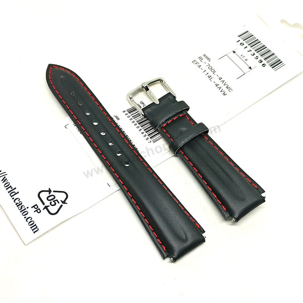 Genuine Casio EFA-114L , RL-700L Edifice - Authentic Replacement Black Genuine Leather Watch Band Strap Belt