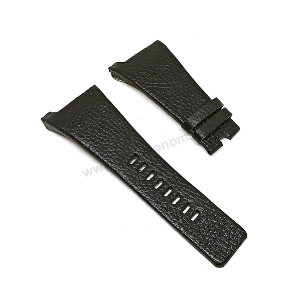 Fits/For Diesel DZ1318 , DZ1320 - Black Genuine Leather Replacement Watch Strap Band Belt