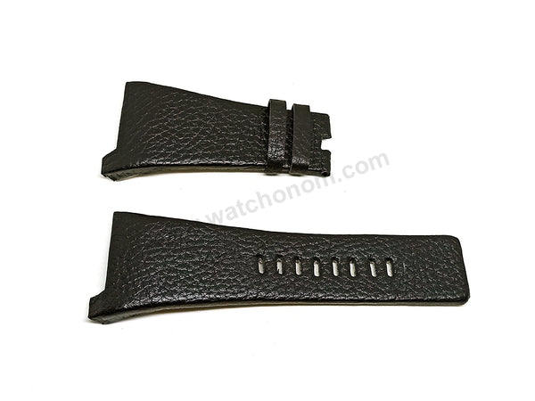 Fits/For Diesel DZ1318 , DZ1320 - Black Genuine Leather Replacement Watch Strap Band Belt