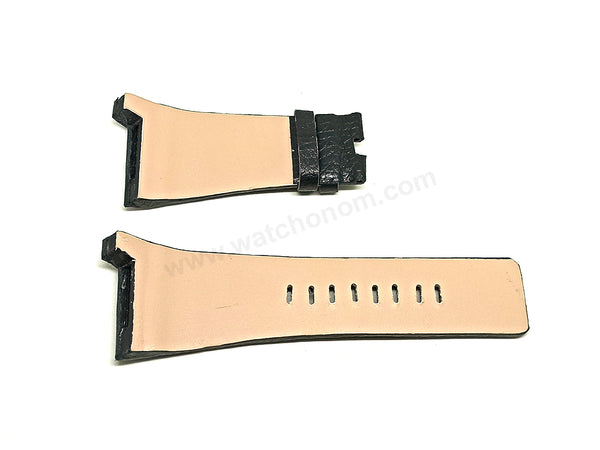 Fits/For Diesel DZ1318 , DZ1320 - Black Genuine Leather Replacement Watch Strap Band Belt