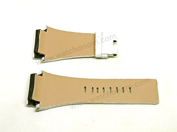 Fits/For Diesel DZ7157 - White Genuine Leather Replacement Watch Strap Band Belt