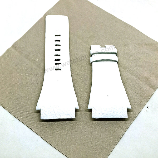 Fits/For Diesel DZ7157 - White Genuine Leather Replacement Watch Strap Band Belt