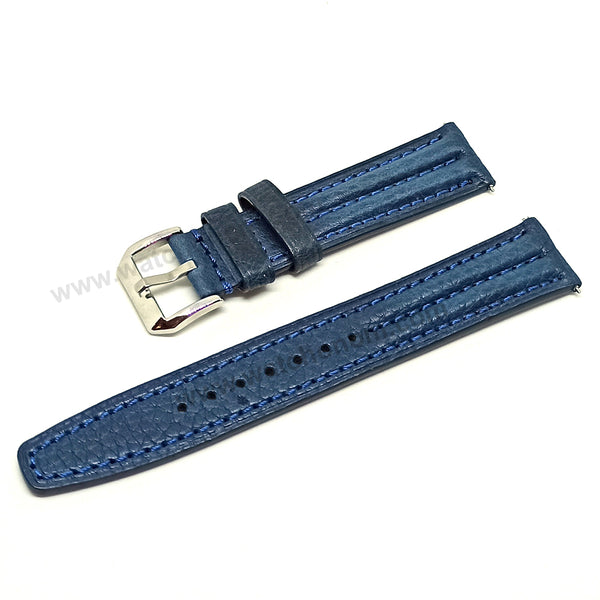 Fits/For Vintage Zenith Respirator X - Navy Blue Padded Genuine Leather Replacement Watch Band Strap Belt