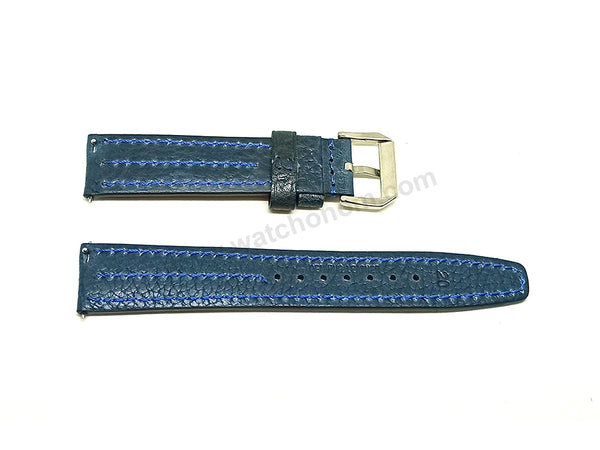 Fits/For Vintage Zenith Respirator X - Navy Blue Padded Genuine Leather Replacement Watch Band Strap Belt
