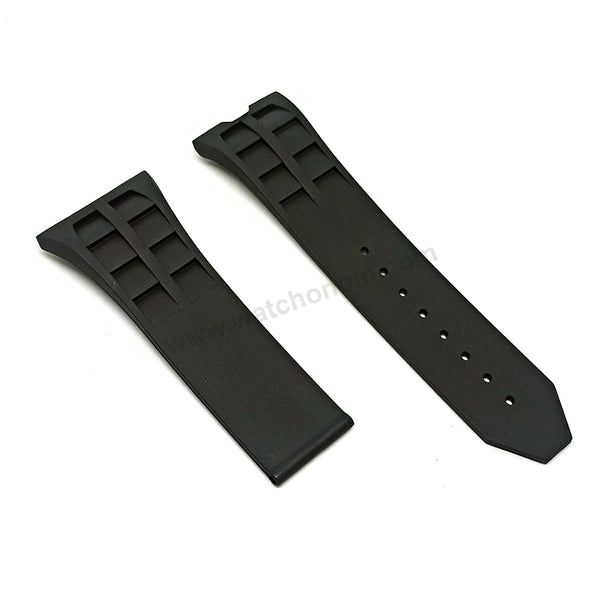 Fits/For Jacob & Co Bugatti Chiron - 22mm Black Rubber Replacement Watch Band Strap Belt