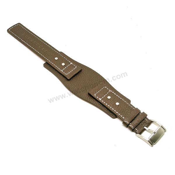 Fits/For Fossil AM3695 Kaleido - 24mm Brown Genuine Leather Replacement Bund/Cuff Watch Band Strap Belt