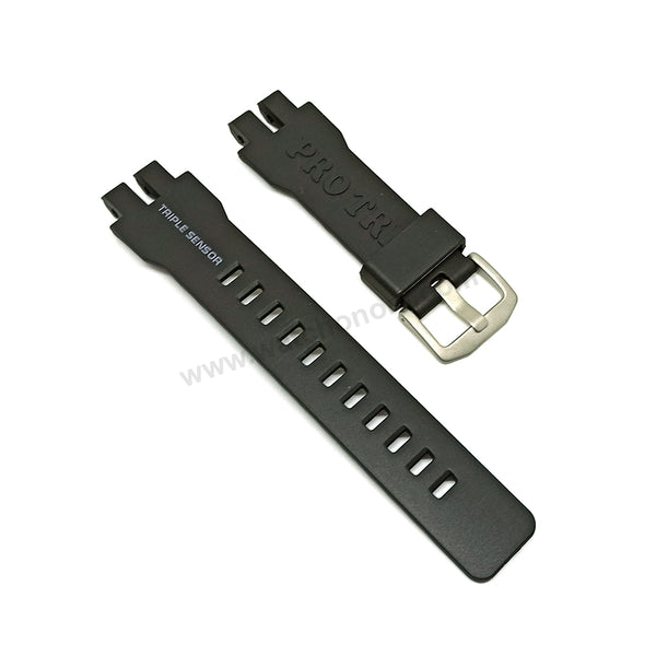 Fits/For Casio Pro Trek PRG-300 - Black Rubber Replacement Watch Strap Band Belt
