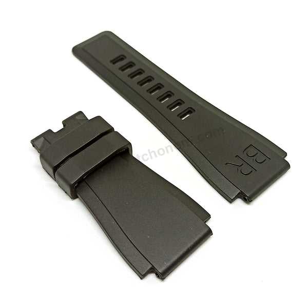 Fits/For Bell Ross BR 01 , BR 03 - 24mm Black Rubber Replacement Watch Band Strap Belt