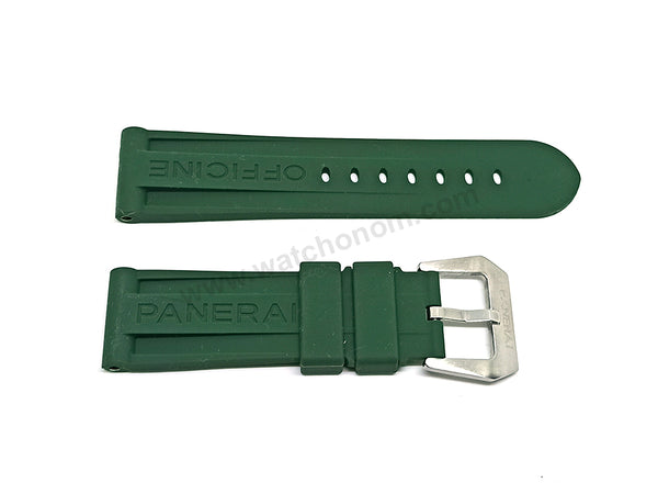 Fits/For Panerai Luminor Marina PAM01314 , PAM01356 - 24mm Forest Green Rubber Replacement Watch Band Strap