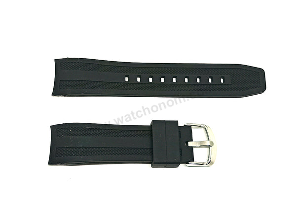 Fits/For Casio AMW-704 , AMW-706 Fishing Gear - Black Rubber Replacement Watch Strap Band Belt