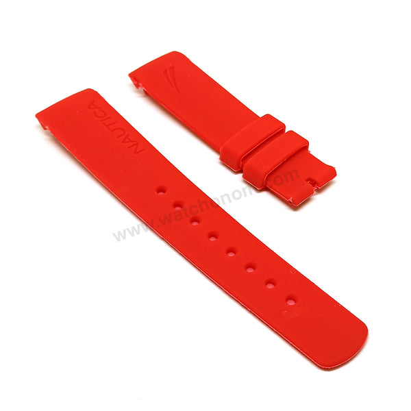 Fits/For Nautica A14561G - 22mm Red Rubber Replacement Watch Strap Band
