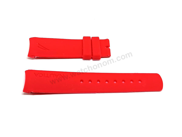 Fits/For Nautica A14561G - 22mm Red Rubber Replacement Watch Strap Band