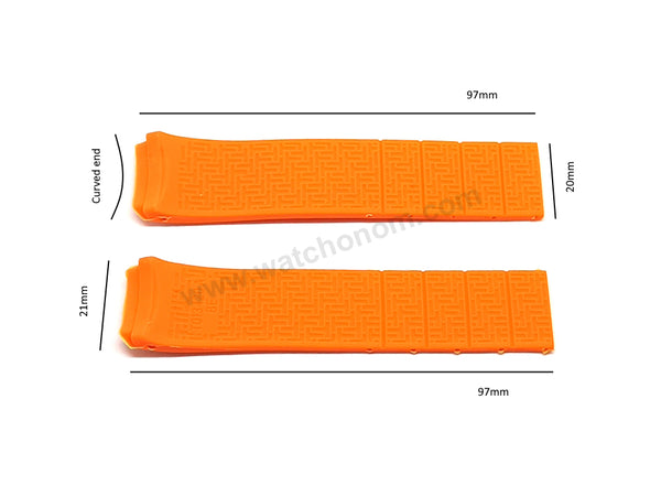 Fits/For Tissot - T013420 T-Touch Expert - 21mm Orange Rubber Replacement Watch Band Strap