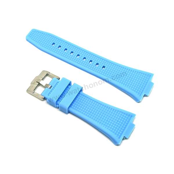 Fits/For Tissot PRX T137.407.11.351.00 - 12mm Light/Baby Blue Rubber T605046447 Replacement Watch Strap Band