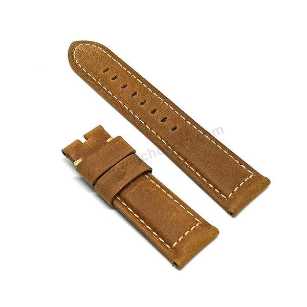 Fits/For Panerai Radiomir 44mm PAM00613 - 24mm Tan/Light Brown Suede Leather Replacement Watch Band Strap