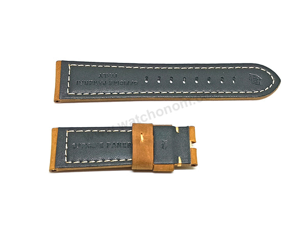 Fits/For Panerai Radiomir 44mm PAM00613 - 24mm Tan/Light Brown Suede Leather Replacement Watch Band Strap