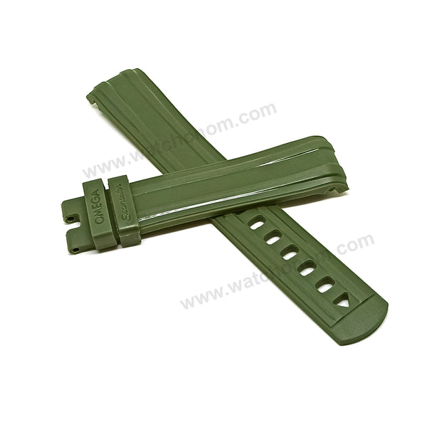 Fits/For Omega Seamaster Diver 300M 210.32.42.20.10.001 - 20mm Green Rubber Watch Band Strap