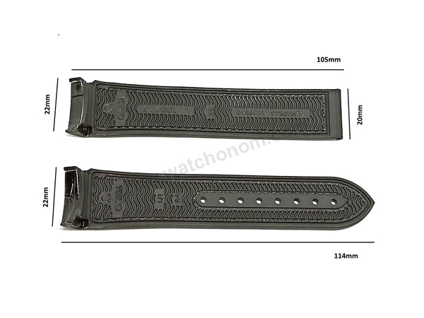 Fits/For Omega Seamaster Planet Ocean 600M 215.33.46.51.01.001 - 22mm Black Leather on Rubber Watch Strap Band