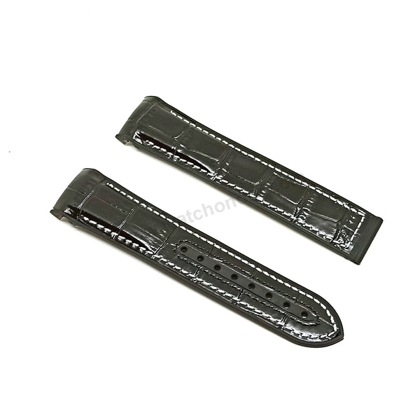 Fits/For Omega Seamaster Planet Ocean 600M 215.33.46.51.01.001 - 22mm Black Leather on Rubber Watch Strap Band
