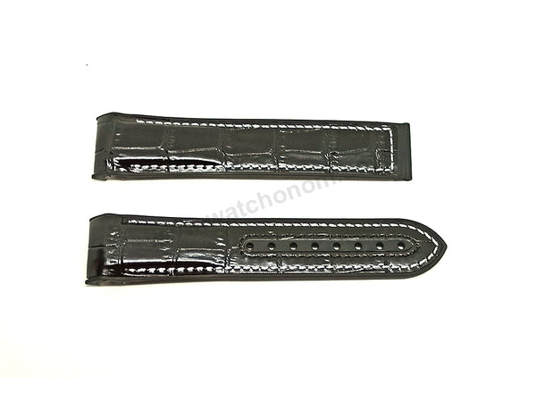 Fits/For Omega Seamaster Planet Ocean 600M 215.33.46.51.01.001 - 22mm Black Leather on Rubber Watch Strap Band