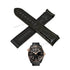 Fits/For Omega Seamaster Planet Ocean 600M 215.63.46.22.01.001 - 22mm Black Leather on Rubber Curved end Replacement Watch Band Strap