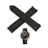 Fits/For Omega Seamaster Planet Ocean 600M 215.63.46.51.01.001 - 22mm Black Leather on Rubber Curved end Replacement Watch Band Strap